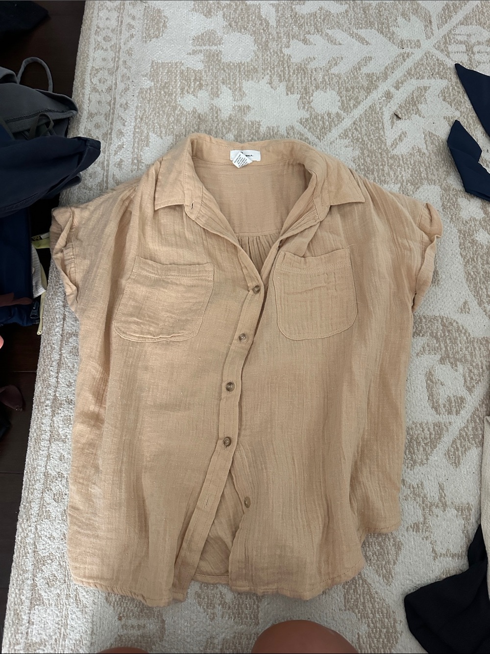 Jospa Lightweight Tan Cotton Shirt - Small